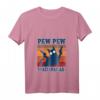 Lustiges Pew Pew Madafakas Katzen T-Shirt mit V-Ausschnitt – Sommerliches Vintage Katzenmotiv für Frauen und Männer, perfekte Geschenkidee für Katzenliebhaber und Humor-Fans