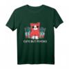 Cute but Spycho - Killer Katze mit Messer T-Shirt | Lustiges Geschenk für Freunde & Familie zu Karneval, Weihnachten & Geburtstag
