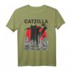 Vintage Catzilla Japanischer Sunset Style Lustiges Katzenliebhaber T-Shirt – Perfektes Geschenk für Katzenfreunde, Mütter und Väter