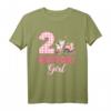 Geburtstagsoutfit für 2-jährige Mädchen – Bauernhof mit Kuh, Schwein & Traktor, lustiges rosa T-Shirt für den 2. Geburtstag