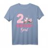 Geburtstagsoutfit für 2-jährige Mädchen – Bauernhof mit Kuh, Schwein & Traktor, lustiges rosa T-Shirt für den 2. Geburtstag