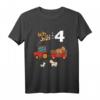Ich bin 4 Jahre vierter Geburtstag Traktor mit Ziege und Kuh T-Shirt – Perfektes Geschenk für kleine Tierliebhaber zum vierten Geburtstag