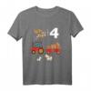 Ich bin 4 Jahre vierter Geburtstag Traktor mit Ziege und Kuh T-Shirt – Perfektes Geschenk für kleine Tierliebhaber zum vierten Geburtstag