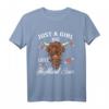 Just A Girl Who Loves Highland Cows T-Shirt - Lustiges Kuhliebhaber Outfit, Perfektes Geschenk für Frauen, Schwester, Tochter, Mutter & Tierfans