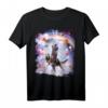 Lustiges Laseraugen Weltraumkatze auf Lama-Dinosaurier Regenbogen T-Shirt – Perfektes Geschenk für Freunde und Tierliebhaber
