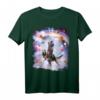 Lustiges Laseraugen Weltraumkatze auf Lama-Dinosaurier Regenbogen T-Shirt – Perfektes Geschenk für Freunde und Tierliebhaber