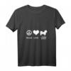 Damen Peace, Love, Lhasa Apso T-Shirt mit V-Ausschnitt – Modisches Hundemotiv für Tierliebhaberinnen