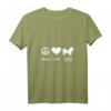 Damen Peace, Love, Lhasa Apso T-Shirt mit V-Ausschnitt – Modisches Hundemotiv für Tierliebhaberinnen