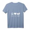 Damen Peace, Love, Lhasa Apso T-Shirt mit V-Ausschnitt – Modisches Hundemotiv für Tierliebhaberinnen