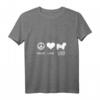 Damen Peace, Love, Lhasa Apso T-Shirt mit V-Ausschnitt – Modisches Hundemotiv für Tierliebhaberinnen