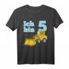 Kinder Fünfter Geburtstag T-Shirt mit Löwe und Bagger - Perfekt für Kindergartenkinder, Baustellen- und Tierliebhaber, 5 Jahre alt