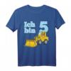 Kinder Fünfter Geburtstag T-Shirt mit Löwe und Bagger - Perfekt für Kindergartenkinder, Baustellen- und Tierliebhaber, 5 Jahre alt
