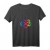 Damen Polyamory Low Poly Regenbogen Unendlichkeit Herz T-Shirt mit V-Ausschnitt – Perfektes Geschenk für Paare und Throuple in der Liebe