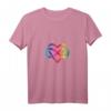 Damen Polyamory Low Poly Regenbogen Unendlichkeit Herz T-Shirt mit V-Ausschnitt – Perfektes Geschenk für Paare und Throuple in der Liebe