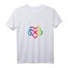 Damen Polyamory Low Poly Regenbogen Unendlichkeit Herz T-Shirt mit V-Ausschnitt – Perfektes Geschenk für Paare und Throuple in der Liebe