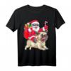 Lustiges Weihnachts-Shirt mit Weihnachtsmann, der einen Hund reitet – Cartoon Mops Design, perfektes Geschenk für Hunde- und Weihnachtsliebhaber