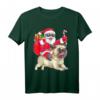 Lustiges Weihnachts-Shirt mit Weihnachtsmann, der einen Hund reitet – Cartoon Mops Design, perfektes Geschenk für Hunde- und Weihnachtsliebhaber