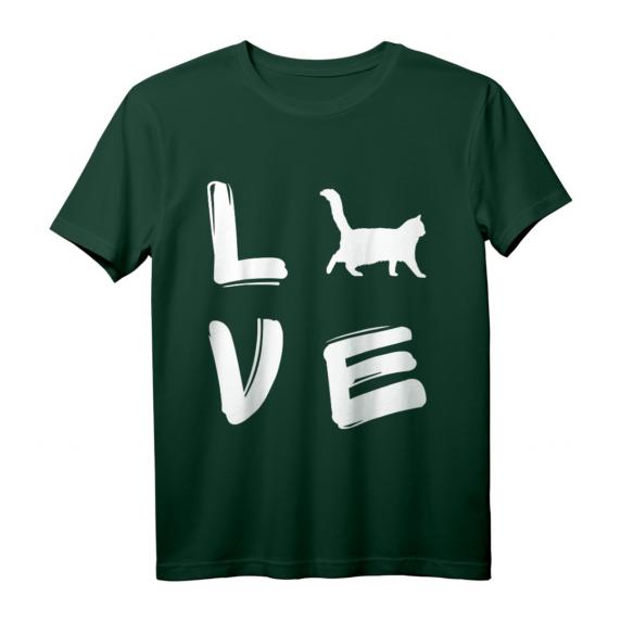 Love Norwegische Waldkatze Silhouette T-Shirt für Damen & Herren – Perfektes Valentinstagsgeschenk für Katzenliebhaber
