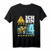 Kinder Bagger T-Shirt zum 4. Geburtstag - Baustellen Design für Jungen, Geburtstagsoutfit für kleine Bauarbeiter