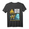 Kinder Bagger T-Shirt zum 4. Geburtstag - Baustellen Design für Jungen, Geburtstagsoutfit für kleine Bauarbeiter