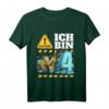 Kinder Bagger T-Shirt zum 4. Geburtstag - Baustellen Design für Jungen, Geburtstagsoutfit für kleine Bauarbeiter