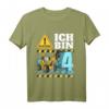 Kinder Bagger T-Shirt zum 4. Geburtstag - Baustellen Design für Jungen, Geburtstagsoutfit für kleine Bauarbeiter