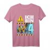 Kinder Bagger T-Shirt zum 4. Geburtstag - Baustellen Design für Jungen, Geburtstagsoutfit für kleine Bauarbeiter