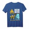 Kinder Bagger T-Shirt zum 4. Geburtstag - Baustellen Design für Jungen, Geburtstagsoutfit für kleine Bauarbeiter