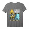 Kinder Bagger T-Shirt zum 4. Geburtstag - Baustellen Design für Jungen, Geburtstagsoutfit für kleine Bauarbeiter