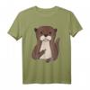 Genervter Otter zeigt Mittelfinger - Handgezeichnetes Comicstyle T-Shirt für Natur- und Tierliebhaber, Wanderer & Morgenmuffel