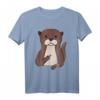 Genervter Otter zeigt Mittelfinger - Handgezeichnetes Comicstyle T-Shirt für Natur- und Tierliebhaber, Wanderer & Morgenmuffel