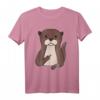 Genervter Otter zeigt Mittelfinger - Handgezeichnetes Comicstyle T-Shirt für Natur- und Tierliebhaber, Wanderer & Morgenmuffel