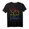 Mein Herz schlägt Schlager T-Shirt – Buntes Regenbogen Design für Festivals, Partys & Fans, Perfekt als Geschenk für Schlager- und LGBT-Fans
