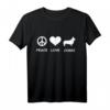 Peace, Love, Welsh Corgi Pembroke T-Shirt – Lustiges Hundemotiv für Hundeliebhaber und Tierfreunde