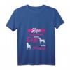 Damen T-Shirt mit V-Ausschnitt - Life is Better with Dogs and Horses, Reiter Pferde Motiv, Perfekt als Geschenk für Tierliebhaberinnen