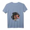 Seitenansicht Rottweiler Kopf T-Shirt mit V-Ausschnitt – Hochwertiges Hundemotiv, leichtes Basic-Shirt mit Doppelnaht