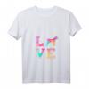 Damen Bunte Aquarellmalerei Schwarzer russischer Terrier Hund T-Shirt mit V-Ausschnitt – Perfektes Geschenk für Hundeliebhaber zu Geburtstag & Weihnachten