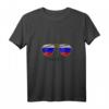 Damen Russland Sonnenbrille mit Flagge und V-Ausschnitt T-Shirt - Patriotisches Modeaccessoire & Geschenkidee
