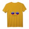 Damen Russland Sonnenbrille mit Flagge und V-Ausschnitt T-Shirt - Patriotisches Modeaccessoire & Geschenkidee