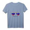 Damen Russland Sonnenbrille mit Flagge und V-Ausschnitt T-Shirt - Patriotisches Modeaccessoire & Geschenkidee