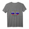 Damen Russland Sonnenbrille mit Flagge und V-Ausschnitt T-Shirt - Patriotisches Modeaccessoire & Geschenkidee