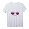 Damen Russland Sonnenbrille mit Flagge und V-Ausschnitt T-Shirt - Patriotisches Modeaccessoire & Geschenkidee
