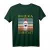 Russisches Wodka-Hemd für Frauen - Kyrillisches T-Shirt mit russischem Design, klassisch geschnitten, doppelt genäht