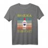 Russisches Wodka-Hemd für Frauen - Kyrillisches T-Shirt mit russischem Design, klassisch geschnitten, doppelt genäht
