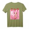 Axolotl T-Shirt mit Trinkender Erdbeermilch - Rosa Plüsch Kawaii Salamander Geschenk für Kinder, Jugendliche und Erwachsene