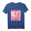 Axolotl T-Shirt mit Trinkender Erdbeermilch - Rosa Plüsch Kawaii Salamander Geschenk für Kinder, Jugendliche und Erwachsene