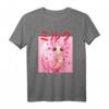 Axolotl T-Shirt mit Trinkender Erdbeermilch - Rosa Plüsch Kawaii Salamander Geschenk für Kinder, Jugendliche und Erwachsene