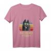 Damen Schipperke Beste Hundemutter aller Zeiten Retro Sonnenuntergang V-Ausschnitt T-Shirt – Strand- & Urlaubs-Vibe für Hundeliebhaber
