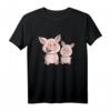 Zwei rosa Schweinchen T-Shirt - Lustiges Comic Design für Kinder, Teens & Erwachsene, Perfekt als Geschenk zu Weihnachten & Geburtstag
