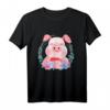 Blumen Schwein T-Shirt - Lustiges Tiermotiv für Tierliebhaber, Bauern und Landwirte, ideales Geschenk zu Weihnachten & Geburtstag